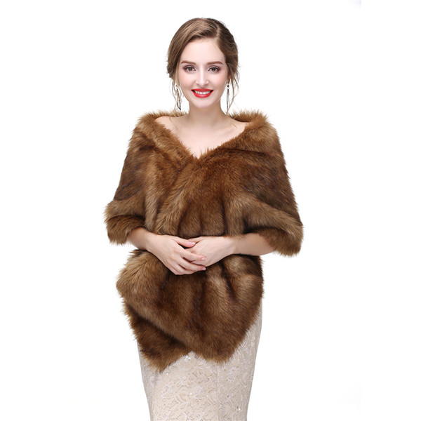 CMS14 Brown Faux fur Vintage style wrap, faux fur cape shrug, bridal shrug Bridal Wrap Women Shawl For Special Occasion