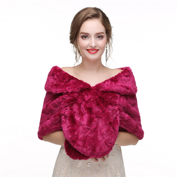 CMS30 Bridal fur stole, Classical Bridal Faux Fur Shawl Shrug Thick Winter Pashminas for Wedding or Show