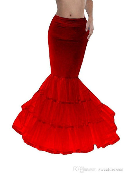 Cheap Black Red Mermaid Bridal Petticoat Crinoline Tiers Wedding Slip UnderSkirt Fishtail Petticoat for Special Occasion Dress In Stock