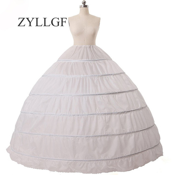 ZYLLGF Cheap Ball Gown 6 Hoops Petticoat Wedding Slip Crinoline Bridal Underskirt Slip 6 Hoop Skirt Crinoline For Quinceanera Dress