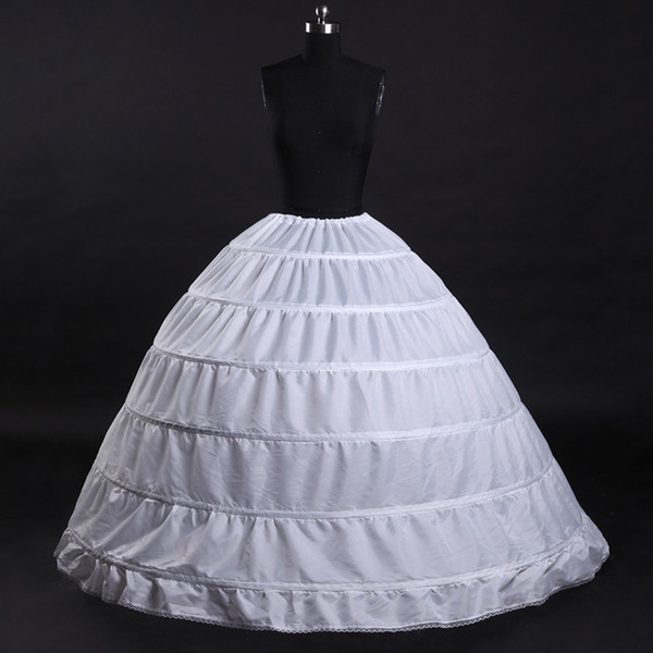 2018 Hot Sale Ball Gown Petticoats for Wedding Dresses Elastic Waist 6 Hoops Bridal Crinoline Skirts White Free Shipping