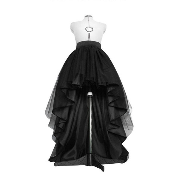 High Low Black Tulle Skirt Asymmetrial Hem Tutu Layered Wedding Bridal Gown High Waist Pleated Prom Gala Stylish Saia Bridal Accessories