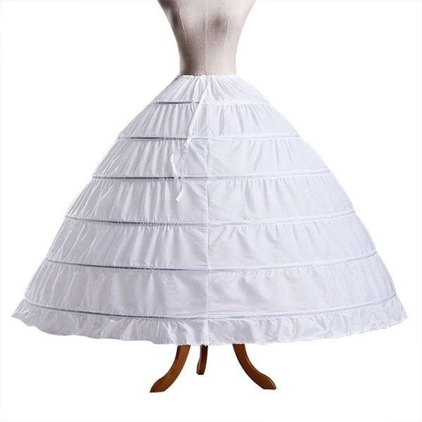 White 6 Hoops Ball Gown Petticoat Free Shipping Crinoline Underskirt Bridal Petticoats Slip Skirt Crinoline For Quinceanera Wedding Dresses