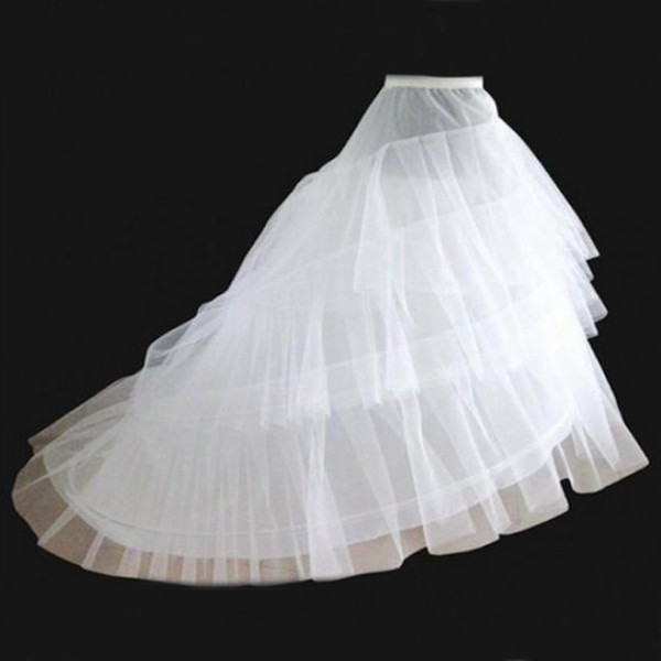 Bridal Petticoat White A-Line 3 Layers 2 Hoop Train Sweep Slip Wedding Dress CrinolineSkirt Underskirts For Wedding Ball Gowns Pageant Dress