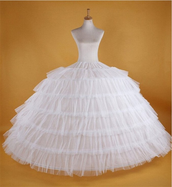 New Big White Petticoats Super Puffy Ball Gown Slip Underskirt 6 Hoops Long Crinoline For Adult Wedding/Formal Dress