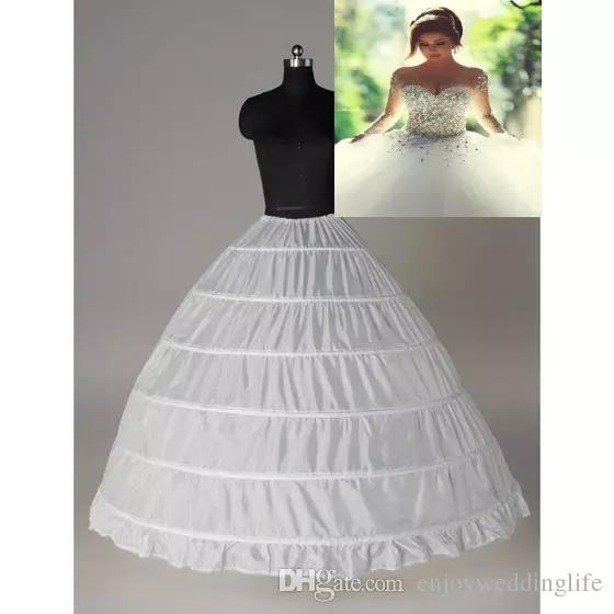 Super Cheap Ball Gown 6 Hoops Petticoat Wedding Slip Bridal Underskirt Layers Slip 6 Hoop Skirt For Quinceanera Dress