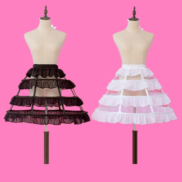 New Style Petticoats 3 Hoops Short Ruffle Underskirt Crinoline for Wedding Bride Formal Dress White/Black Wedding Accessories