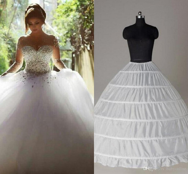 Top Quality Ball Gown 6 Hoops Petticoat Wedding Slip Crinoline In Stock Bridal Underskirt Layers Slip Skirt Crinoline For Quinceanera Dress