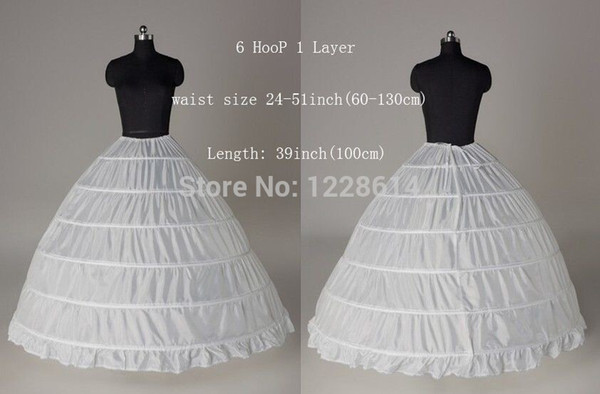 Free Shipping 2018 Hot White 6 HOOP Slirt Under Wedding Dress Ball Gowns Crinoline Petticoats Bridal Wedding Accessories vestido de noiva