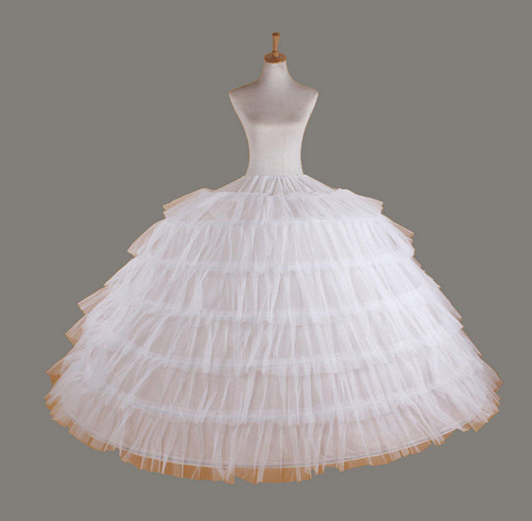 Free shipping 2018 Fashion WHITE Big 6-HOOP WEDDING BRIDAL PROM PETTICOAT UNDERSKIRT CRINOLINE