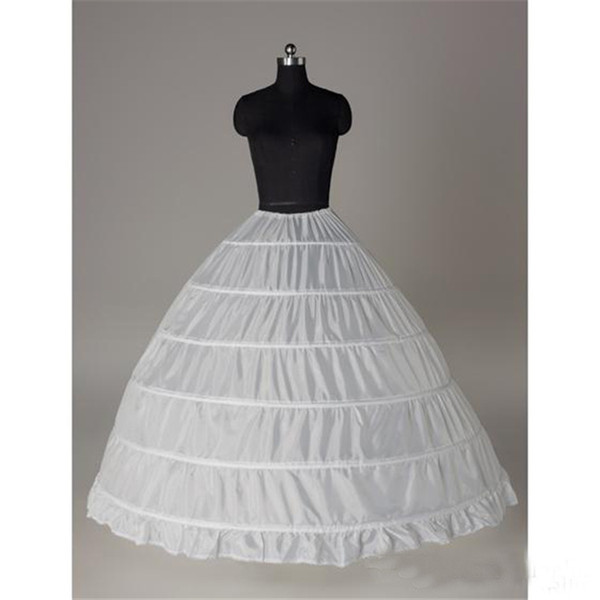 In stock Ball Gown Petticoat Cheap White Black Crinoline Underskirt Wedding Dress Slip 6 Hoop Skirt Crinoline For Quinceanera Dress