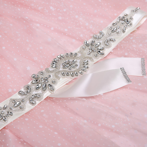 Ivory Wedding Sash Long Bridal Belts Sparkling Beads Crystal 4*260cm Wedding Accessories High Quality 2018 New Arrival