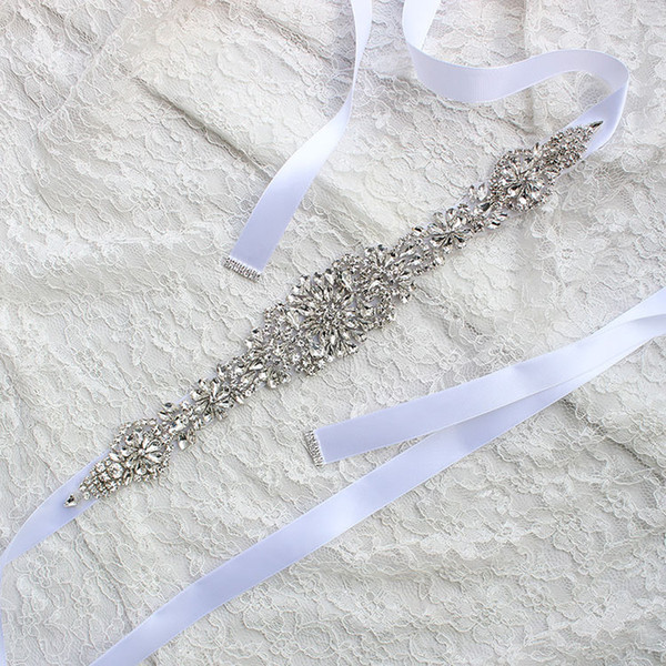 2018 Wedding Sashes For Bride Bridal Dresses Belts Rhinestone Crystal Ribbon From Prom Handmade White Red Black Blush Silver Real Image