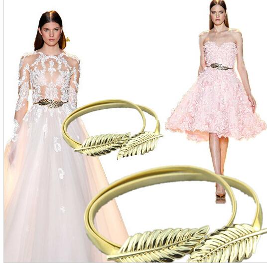 Cheap Adjustable Zuhair Murad Matching Gold/Silver leaves Belts Cheap High Quality For Wedding dresses Belt Bridal Sashes