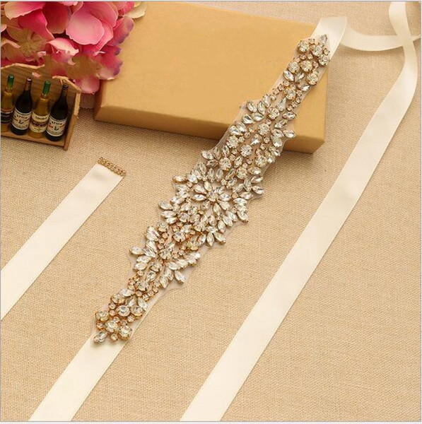 Custom Made Gold And Silver Beaded Crystals Wedding Sashes for Women Bride Belt Accessories For Bridal Dress