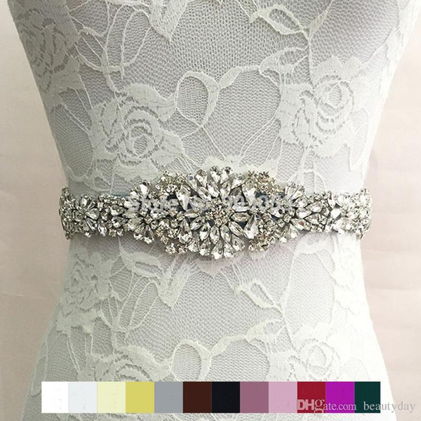 luxury Bridal Belt 2018 fashion Rhinestone adornment Wedding Dress accessories Belt 100% hand-made 8 Colors White Ivory Blush Bridal Sashes