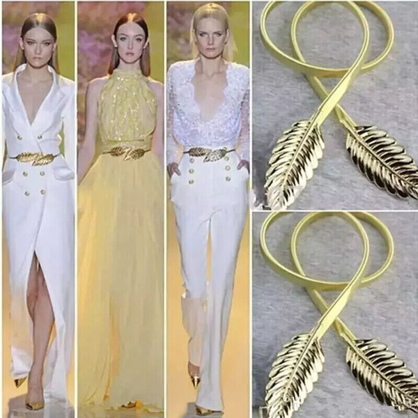 2018 New Fashion Gold Metal Leaves Belts Zuhair Murad Waistband Sliver Color Wedding Prom Sashes Belt for Women Dresses