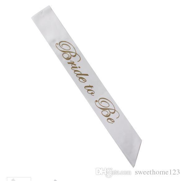 New Arrival Polyester bride to be White Sash Hens Night Wedding Shower Simple design bride Sash