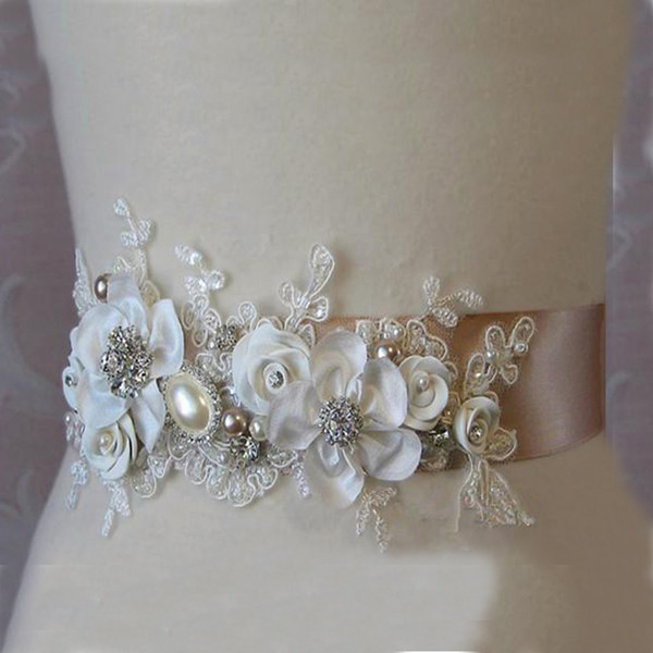 Gorgeous New Handmade Flowers Bridal Sash Belt High Quality Lace Appliques Fashion Wedding Accessories Bridal Gown