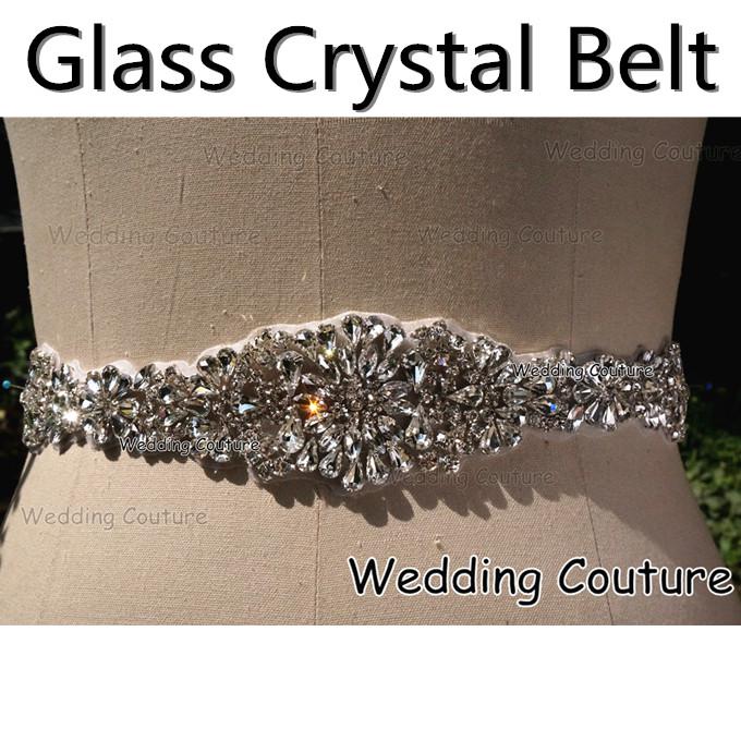 2016 Free Shipping Real Image Glass Crystal Rhinestone Sparkle Wedding Dress Belt Bridal Accessory Dress Belt