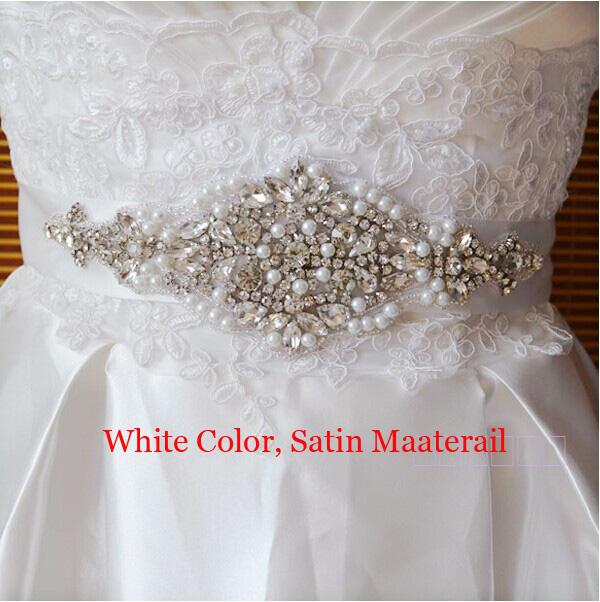 Custom Made New Elegant Rhinestone Shiny Crystal Bridal Wedding Dress Belts and Sash fashion Wedding Accessories White Bridal Sash