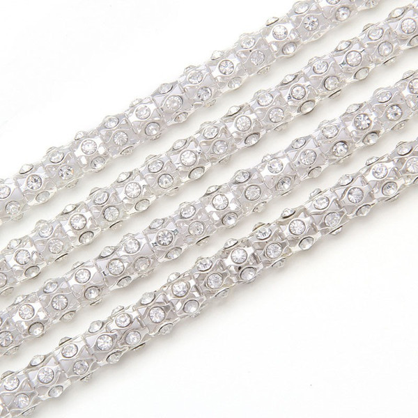 ffree shippment!SS28 6mm 5yards/lots 888 sew on Crystal Clear Handmade Flower Cup Rhinestone Chain lace Super Shiny Glitter Rope