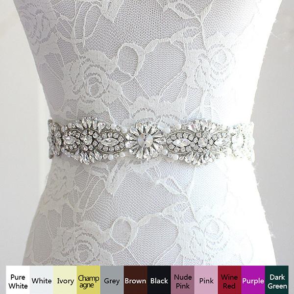 2017 New Glaring Crystals Wedding Belts Rhinestones Bridal Sashes Cheap Beaded Crystals Wedding Sash Ribbon Belt Bridal Accessories