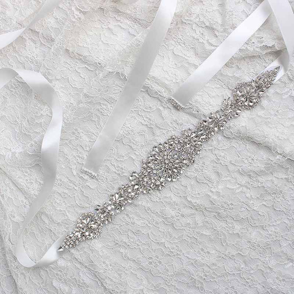 2017 New Arrival White Ivory Black Cystal Beaded Wedding Sashes for Gowns Elegant Bridal Belt WS01