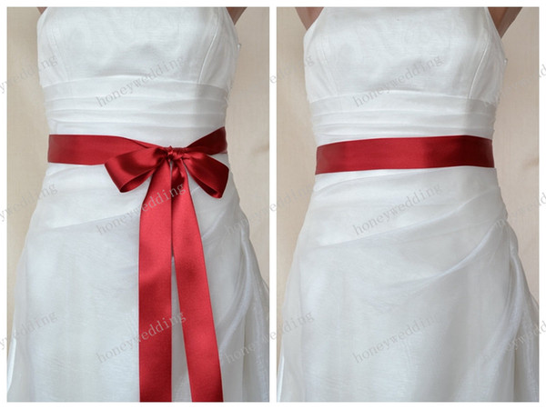 Red Double faced Satin Ribbon Wedding Dress Sash Belt