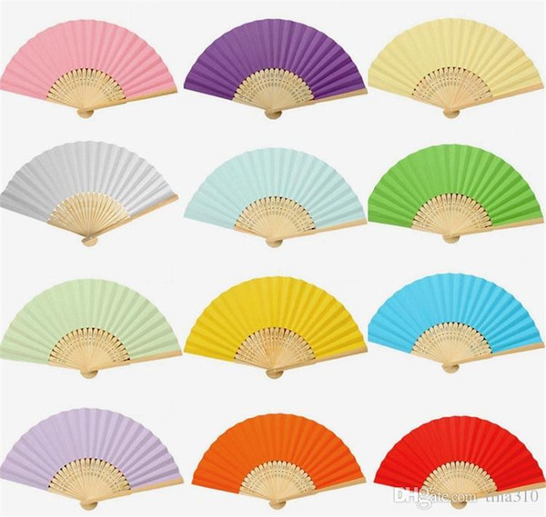 New In Sock Hot Selling 13 colors Fans Colorful Paper Fans Children Painting Blank Fans B0316