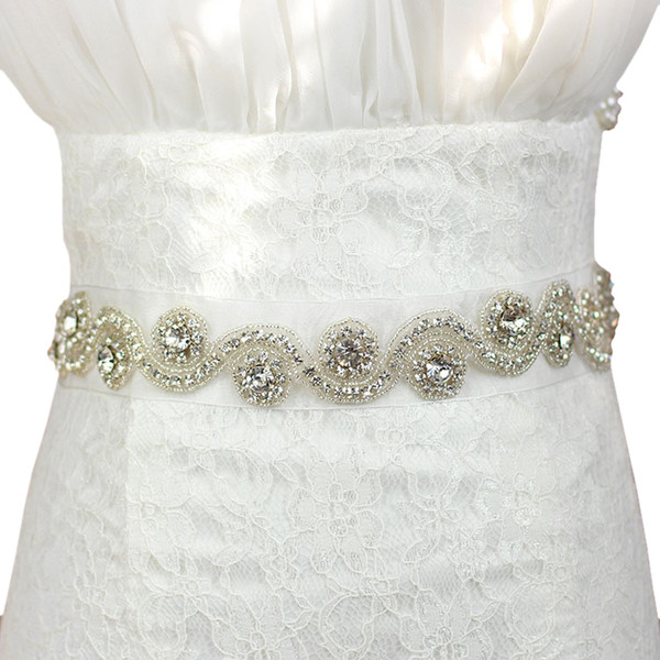 Womens Wedding Sash Elegant Rhinestone Satin Ribbon Bridal Belts Party Bride Bridesmaid Belt Dress Cummerbunds Waistband White