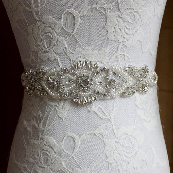 Wedding Sashes Handmade Pearls Rhinestones Wedding Bridal Sash 2019 New Formal Wedding Belt in Stock Factory Supplier