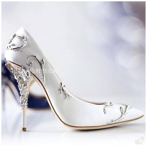 Ralph & Russo satin bridal wedding Bridal high heel shoes eden pumps high heels with leaves shoes for evening/prom/party