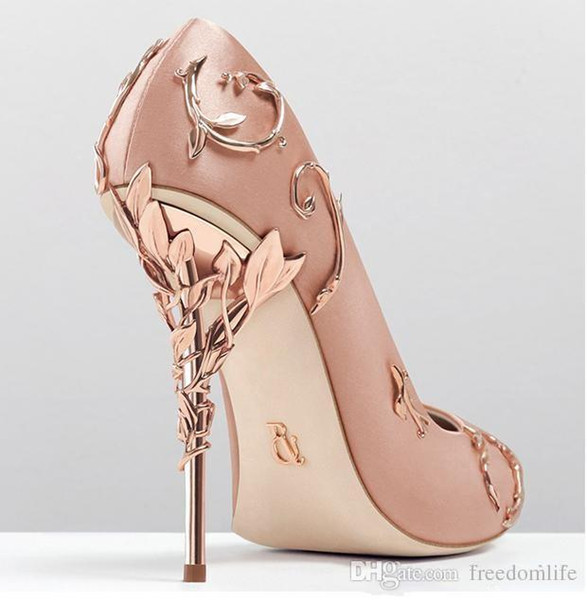 Elegant Ralph Russo Rose Gold Comfortable Designer Wedding Bridal Shoes Silk eden Heels Shoes for Wedding Evening Party Prom Shoes