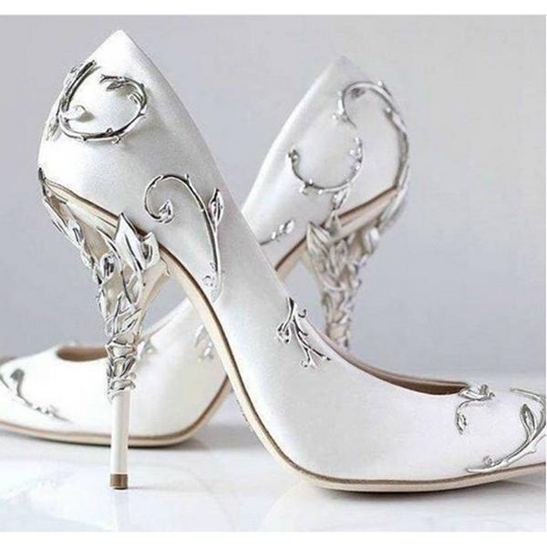 Fashion wedding shoes pink blue bridal Pointed eden pumps Women high heels 9 cm with leaves shoes for evening Cocktail prom party