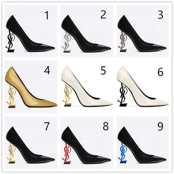 Designer High Heels Lather Shoes Pointed Toe Wedding Evening Prom Party Dresses Shoe For Women Sexy Ladies Fashions Black Pumps Shoes