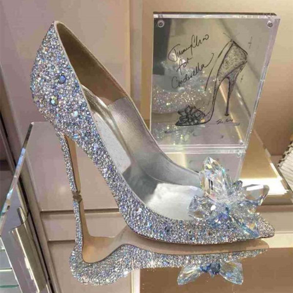 Crystal wedding shoes pearl handmade bridal shoes peacock rhinestone white female high heels