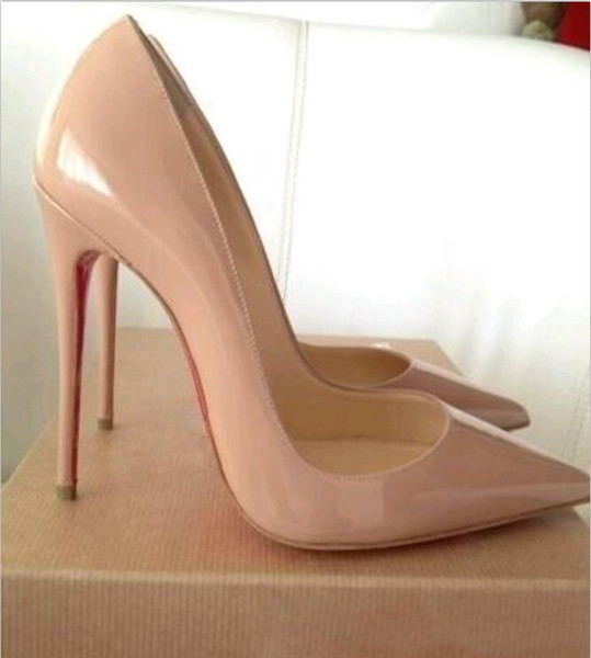 Wholesale new fashionable ladies' red-soled high heels, patent leather pointy stilettos with sexy ladies' party wedding heels 8-10-12cm +box
