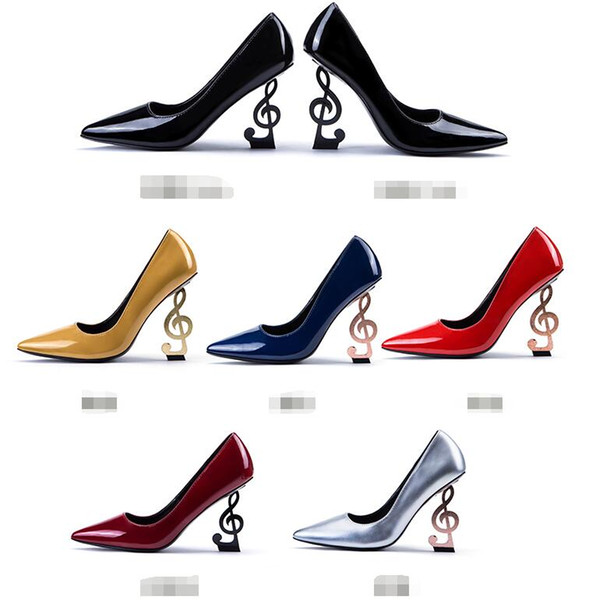 Wedding Shoes Patent Leather Woman Summer High-heeled shoes Pointed toe High heel 9cm Or 11 cm Red Black Burgundy Silver Slip-On