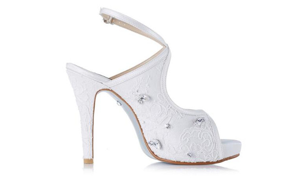 Elegant Beautiful Vogue Lace and Sheepskin Simple Style 10 cm High Heels Wedding Bridal Shoes NK1095