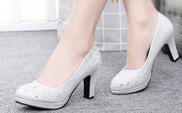 2017 Sexy hot sell bride shoes crystal bright drill shoes round head high heel wedding shoes shuoshuo6588