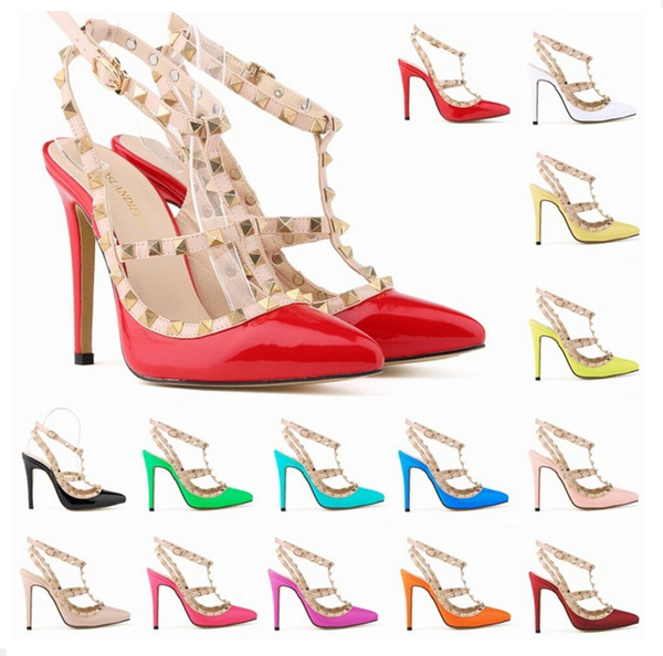 Sexy Shallow Women Pumps Fashion Pointed Toe High Heels Shoes For Woman Rivets Platform Pumps Wedding Shoes