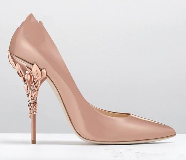 Women Solid Eden Heel Pump Super sexy women wedding shoes 2019 In Stock Ornate Filigree Leaf Pointed toe Haute Couture SHOES