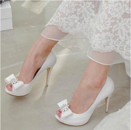 Top Quality Crystals Wedding Shoes 9.5cm High Heel Bridal Shoes Custom Made Ivory/Red Party Women Shoes For Wedding