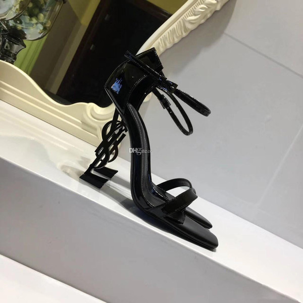 Brand new Sexy shoes Woman Summer Buckle Strap Rivet Sandals High-heeled shoes Pointed toe Fashion fashion Single High heel10cm 8cm