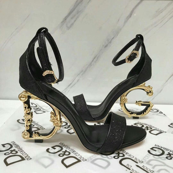 With Box Brand new Sexy shoes Woman Summer Buckle Strap Rivet Sandals High-heeled shoes Pointed toe Fashion Luxury Single High heel