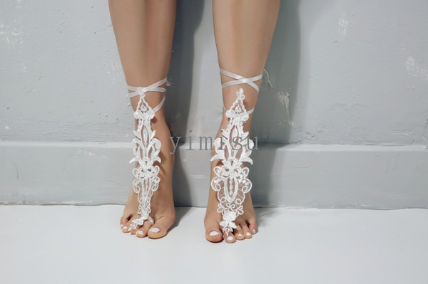 Beach Wedding Barefoot Sandals Bridal Lace Wedding Shoes Bridesmaid Gift Bridal Anklet Prom Gift Cheap In Stock