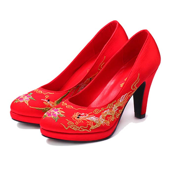 Chinese Style Wedding Red Shoes High Heels Bridal Shoes