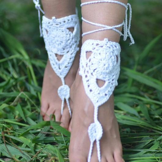 New Fashion handmade Anklet Crochet Barefoot Sandals Brides Shoes Beach Pool Yoga Wear Anklet Hippy boho chic toe ring bracelets Accessories