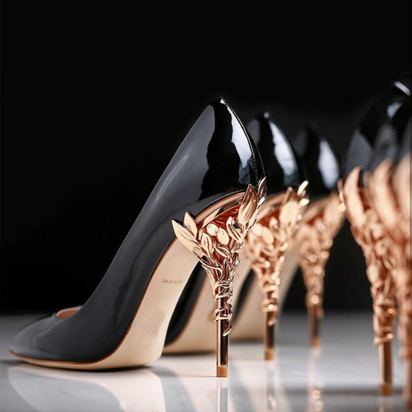 Ralph & Russo satin bridal wedding Bridal high heel shoes eden pumps high heels with leaves shoes for evening/prom/party